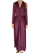 Victoria Beckham Plum Twist Gathered Cutout Plunge Gown - IT 42/ US 6