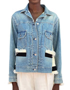 Sacai Blue & Ivory Denim Tweed Combo Jacket - JP 1 / S / US 4-6