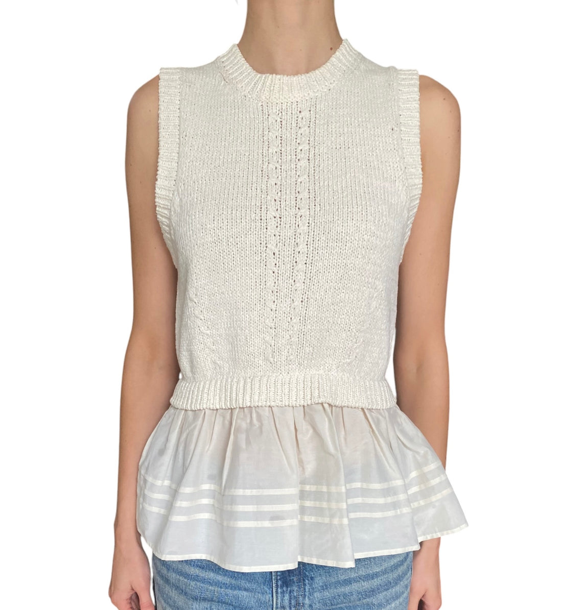 Ulla Johnson Ivory "Edda" Knit Peplum Sleeveless Top - M