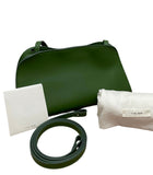 The Row Moss Green Leather Peggy Clutch with Straps