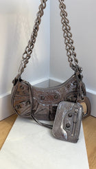 Balenciaga Silver Pewter Le Cagole XS Chain Satchel Bag