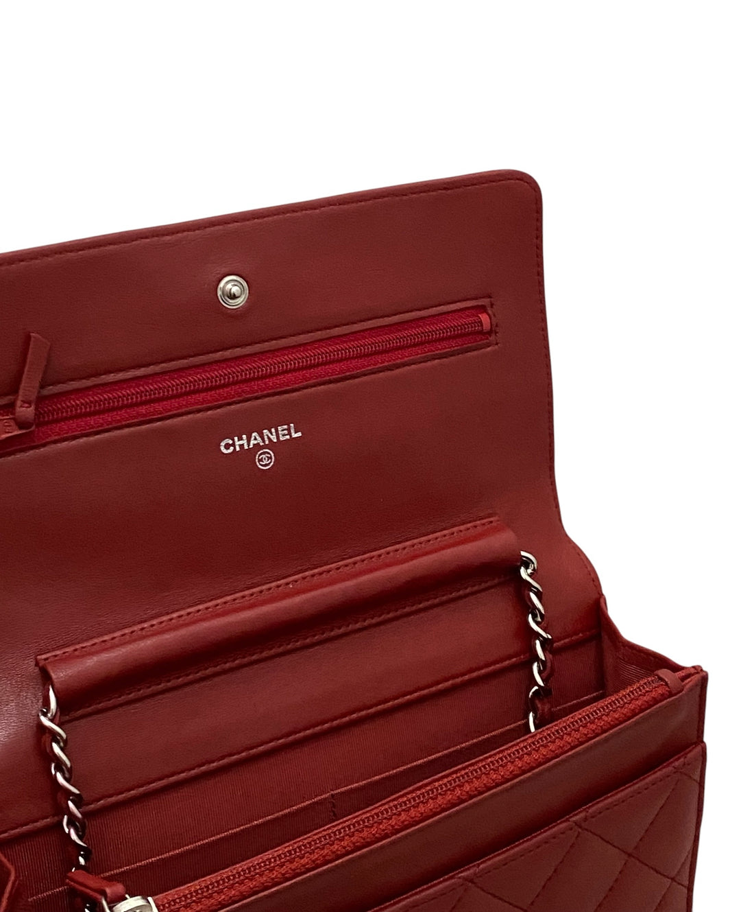 Chanel Dark Red Quilted Classic CC Wallet on Chain SHW