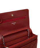 Chanel Dark Red Quilted Classic CC Wallet on Chain SHW