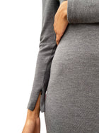 Alexander Mcqueen Grey Wool Longsleeve Dress - 40 / US 4-6