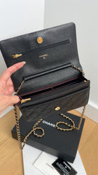 Chanel Black Caviar Leather Classic Wallet on Chain WOC GHW