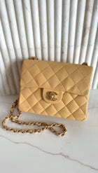 Chanel Vintage 2004 Beige Mini Square Classic Flap Bag GHW