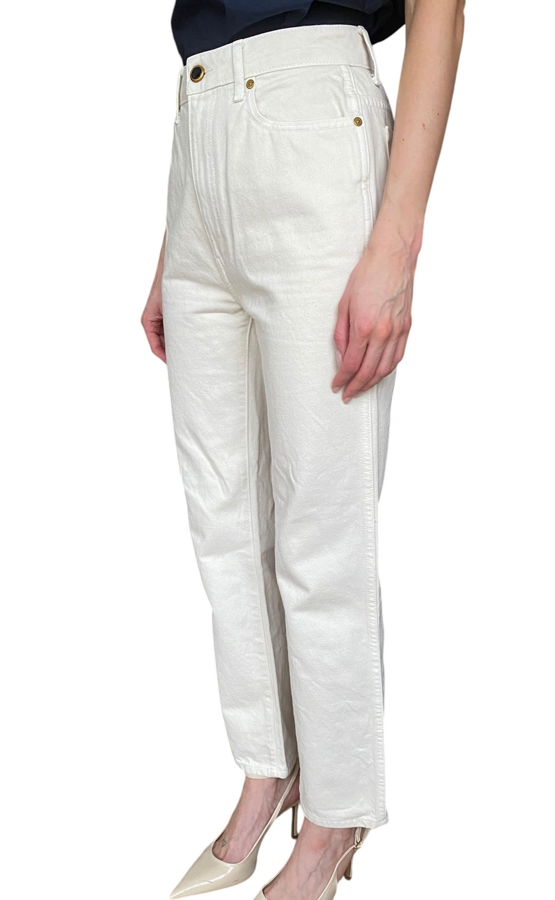 Khaite Ivory "Danielle" Straight Leg Jeans  - W27