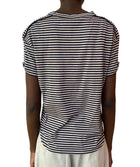 Brunello Cucinelli Beige and Navy Cotton Stripe Tee - S