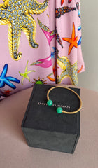 David Yurman  18k Yellow Gold Solari Cablespira Chrysoprase Cuff Bracelet