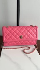 Chanel Pink Quilted Leather 3 Compartment Flap Bag