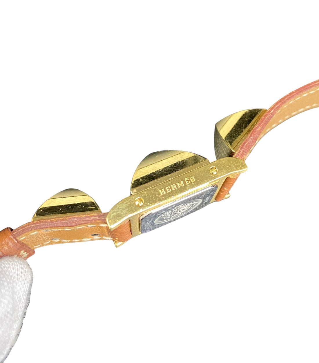 Hermes Vintage 1995 Brown Leather Medor Watch GHW