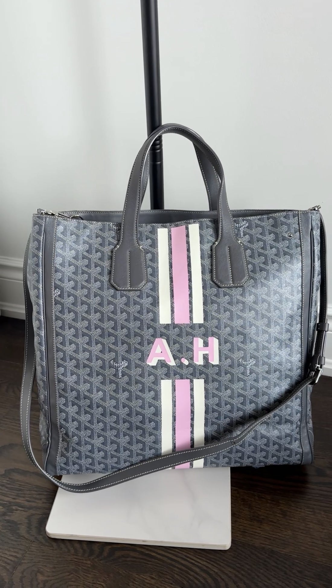 Goyard Grey Voltaire Satchel Tote Bag and Passport Holder Set