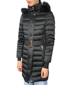Burberry Black Down Fox Fur Hooded Long Puffer - US 2
