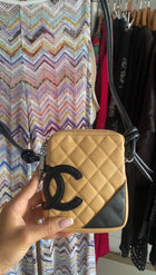 Chanel Beige Black Vintage 2002 Cambon CC Mini Crossbody Messenger Bag