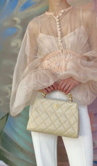Zimmermann Blush Nude Illuminate Macrame Trim Bodice Sheer Silk Blouse - 0