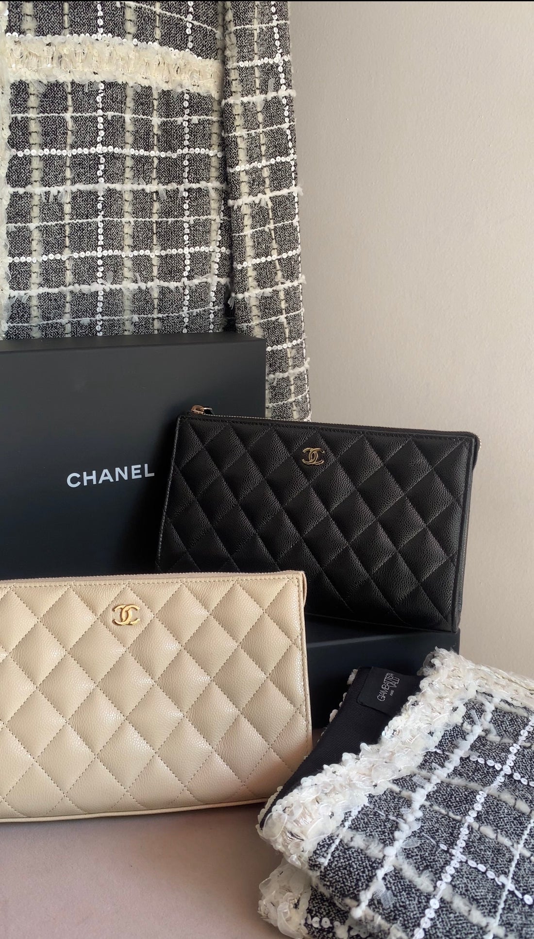 Chanel Black Caviar Quilted Leather Timeless Clutch Bag