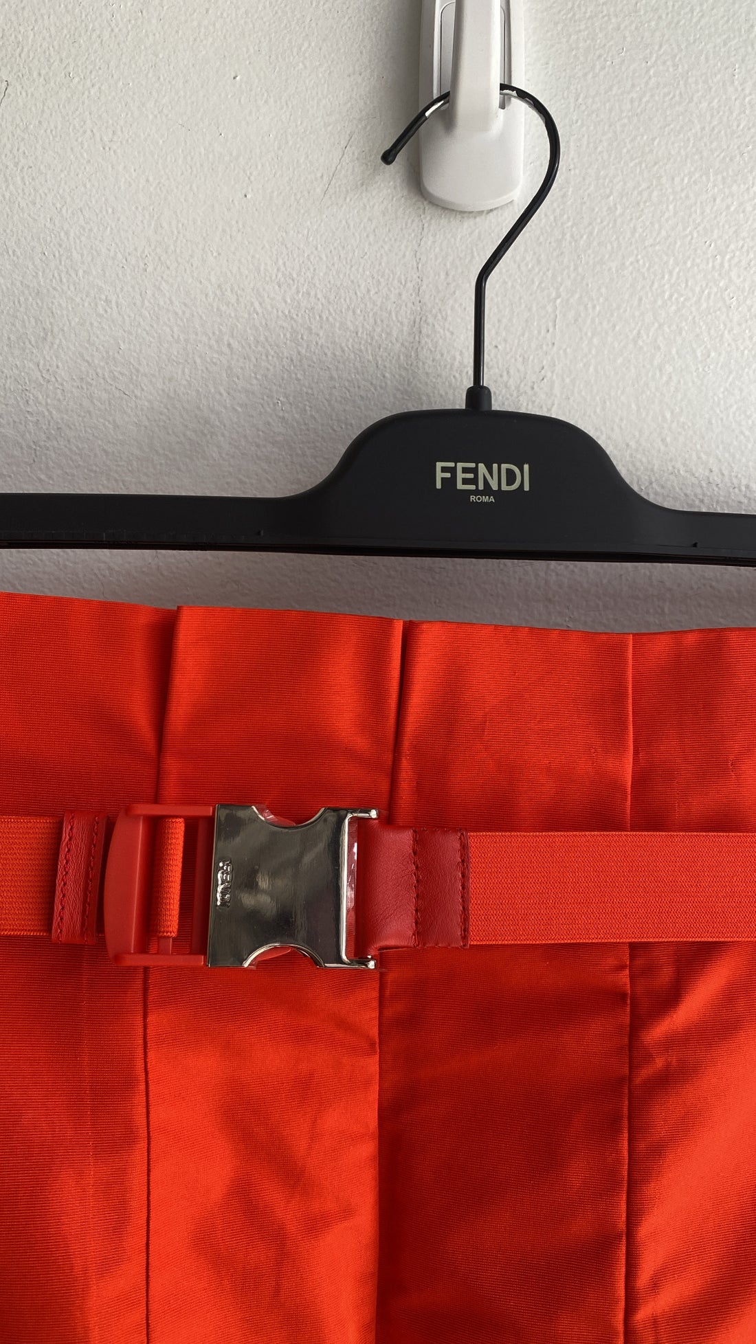 Fendi Orange Pleated Asymmetrical Skirt