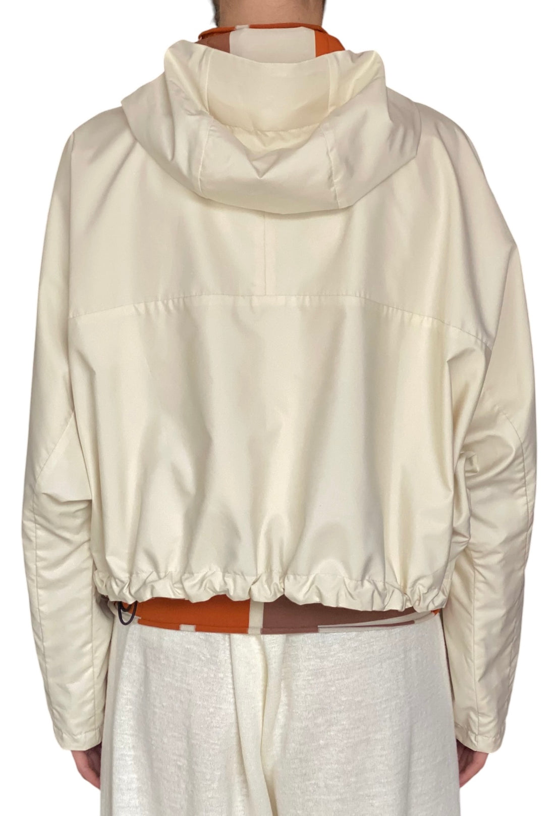 Fendi Orange Geo Puzzle Print Reversible Cropped Hooded Rain Jacket - M / 8-10