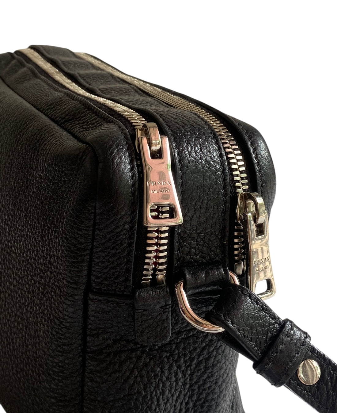 Prada Black Daino Leather Crossbody Camera Bag