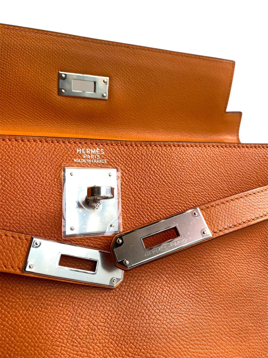 Hermes Orange Epsom Kelly 32 Retourne PHW Bag