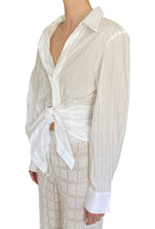 Jacquemus White “Bahia” Tie-Front Long-Sleeve Coverup Shirt - IT 36 / US 2
