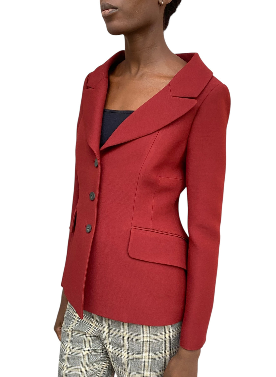 Christian Dior Red 30 Montaigne Single Breasted Wool Bar Jacket - 42 / US 10