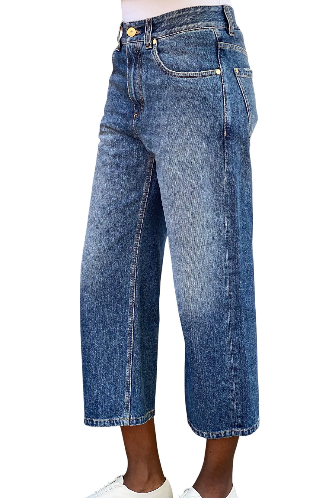 Brunello Cucinelli Blue “Contemporary Square” Cropped Jeans - IT 38 / US 4