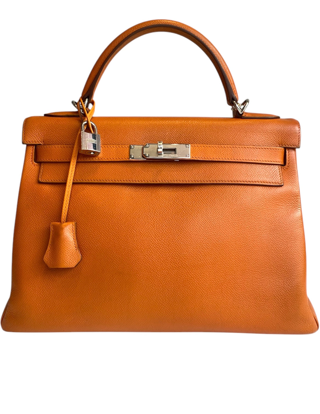 Hermes Orange Epsom Kelly 32 Retourne PHW Bag