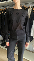 Louis Vuitton Black Cashmere Blend Circle Motif Knit Long Sleeve Top - S