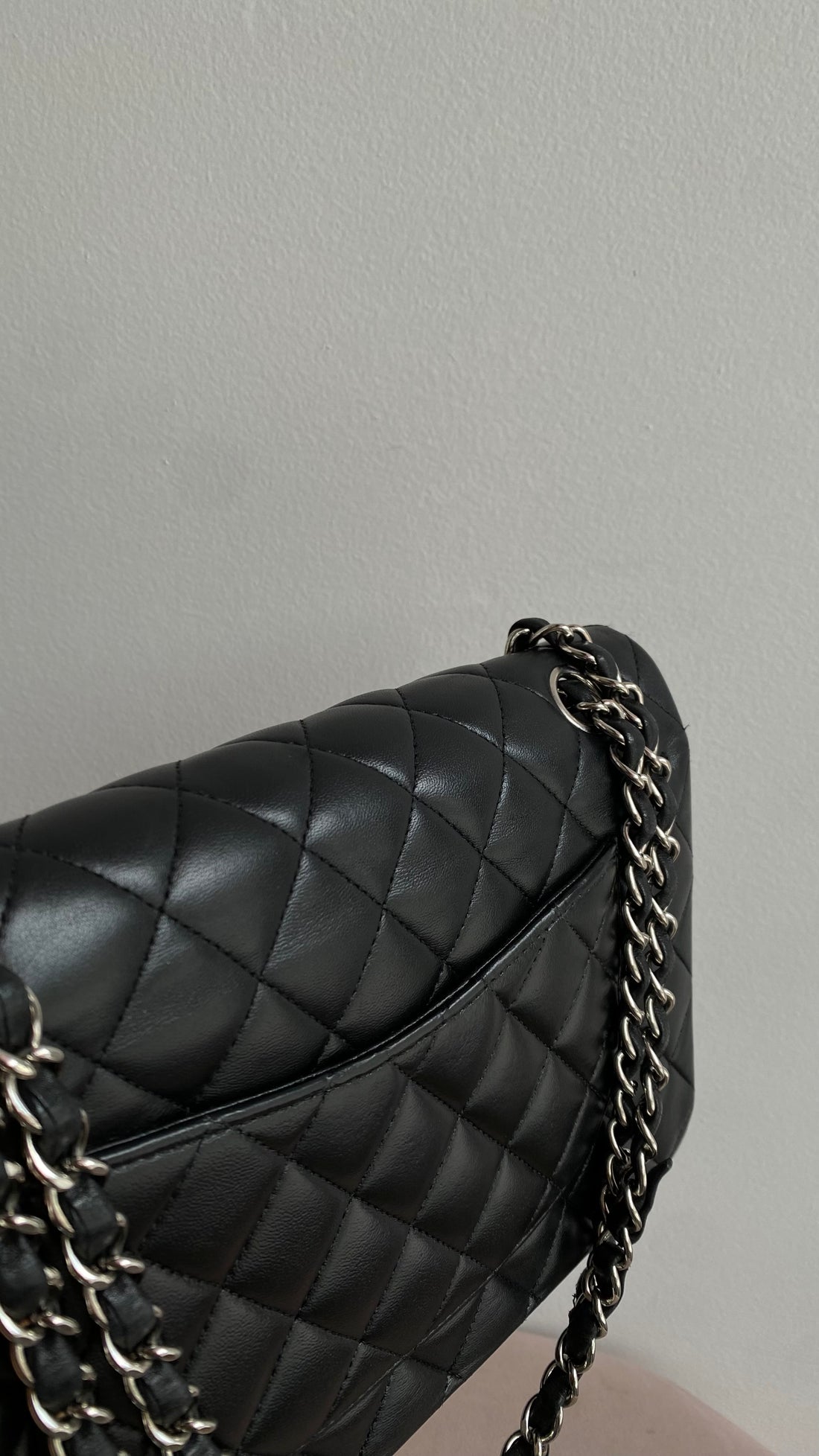 Chanel Black Lambskin Medium Double Flap SHW