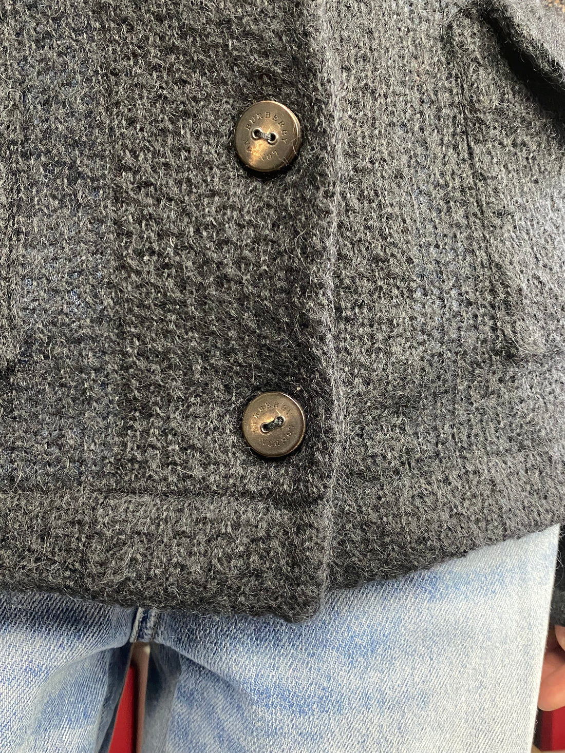 Burberry Black Knit Mohair Blend Trench Cardigan - S
