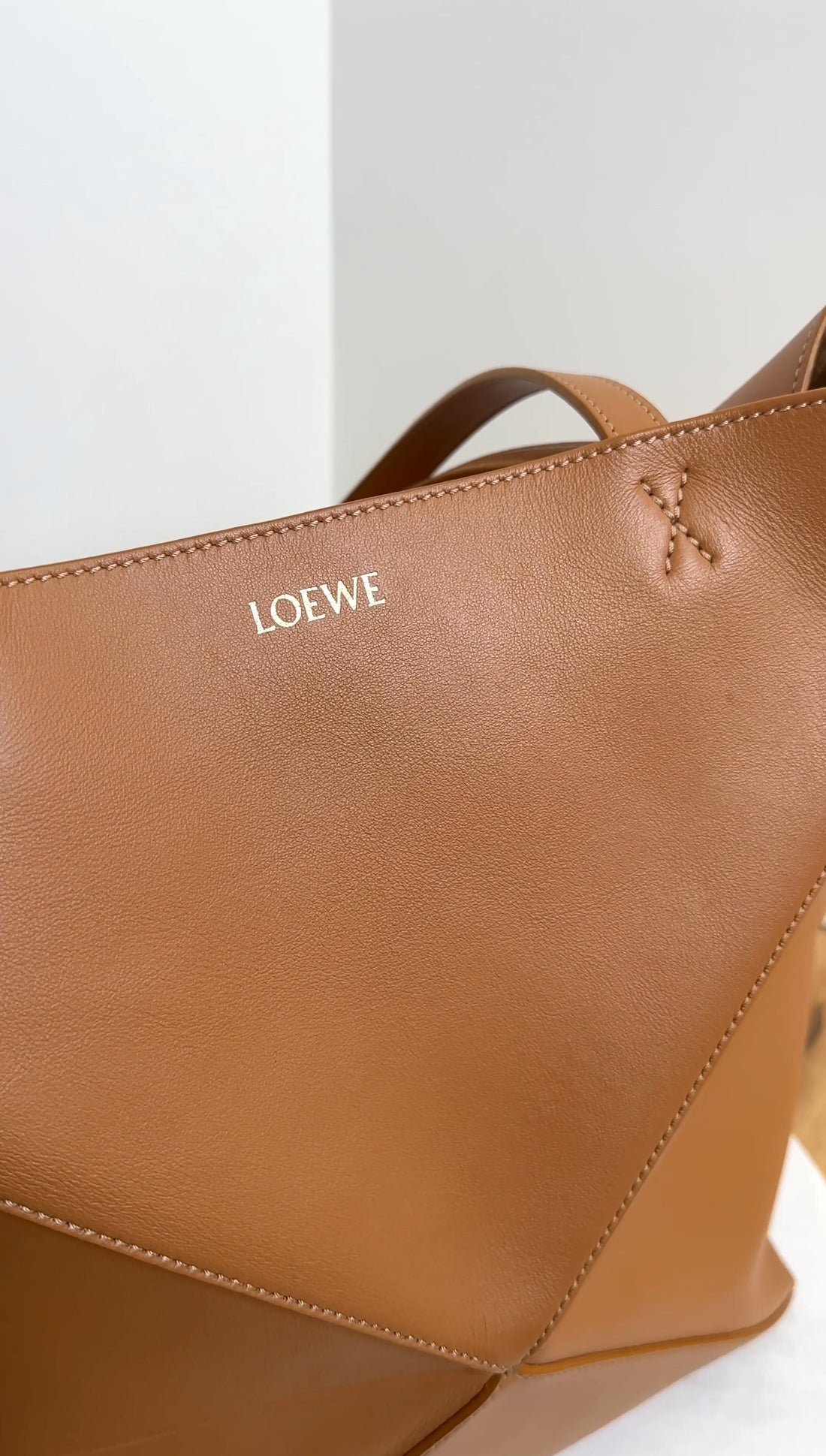 Loewe Tan Leather Puzzle Fold Tote Bag