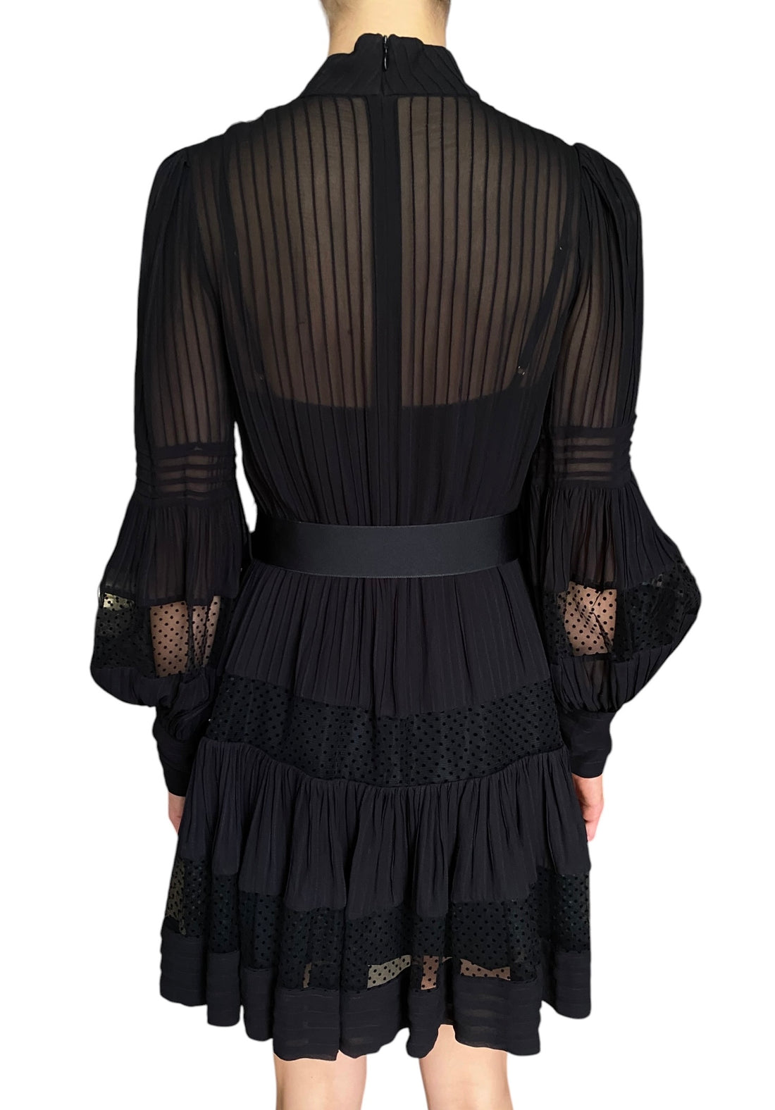 Zimmermann Black Sheer Spliced Mesh Mini Dress - 0 / XS / US 2-4