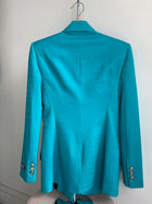 Versace Turquoise Croc Embossed Blazer