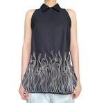 Rochas Black Embroidered Sleeveless Shirt - FR 44 / US 12