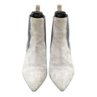 Brunello Cucinelli Grey Suede Monili Pointed Mid Heel Ankle Boot - 36.5