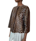 Giorgio Armani Brown Leopard Print Cowhide Jacket - 42 / US 6