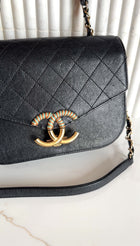 Chanel Black Caviar Leather Coco Curve Cuba Small Two Way Bag