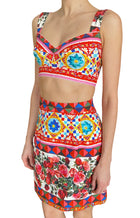 Dolce & Gabbana Multicolour Caretto Floral Printed 2-Piece Bralette and Skirt Set - 40 / US 4