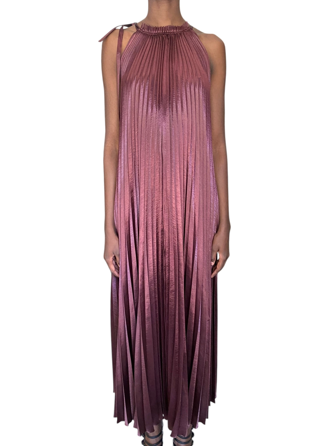 Ulla Johnson Purple Pleated Satin Amiko Gown - 8