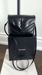 Saint Laurent Black Chevron Quilted Lambskin Toy Lou Lou Shoulder Bag BHW
