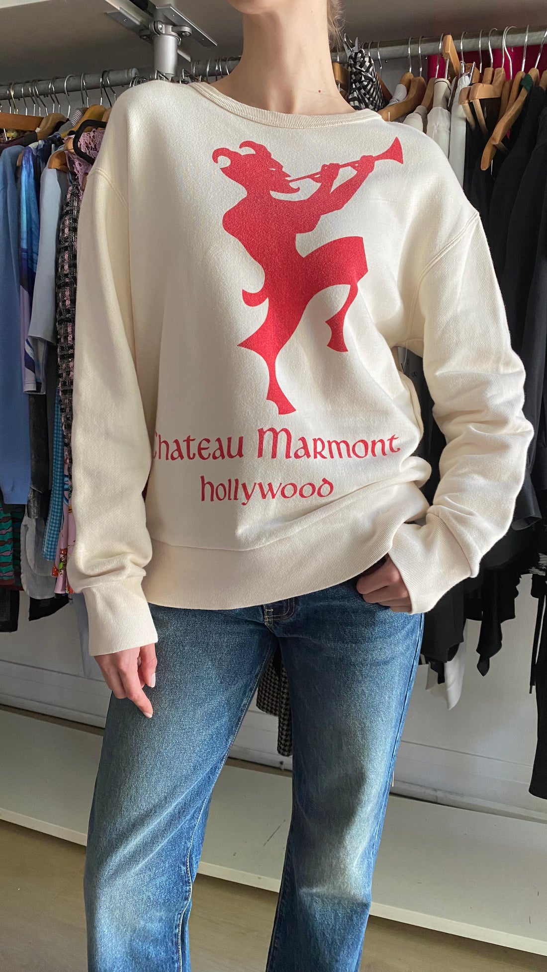 Gucci Ivory & Red Chateau Marmont Flora Print Sweater - S