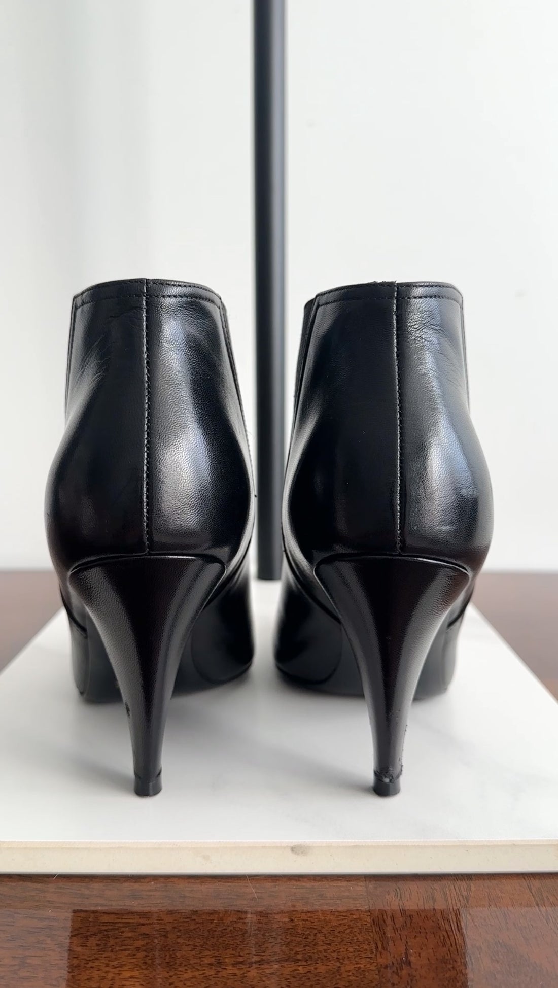 Celine Black Leather Heel Ankle Boots - 7