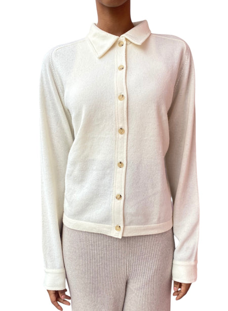 Toteme Ivory Raglan Cashmere Button Up Cardigan - S