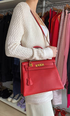Hermes Red Rouge Casaque Togo Leather Kelly 28 Bag GHW 2022