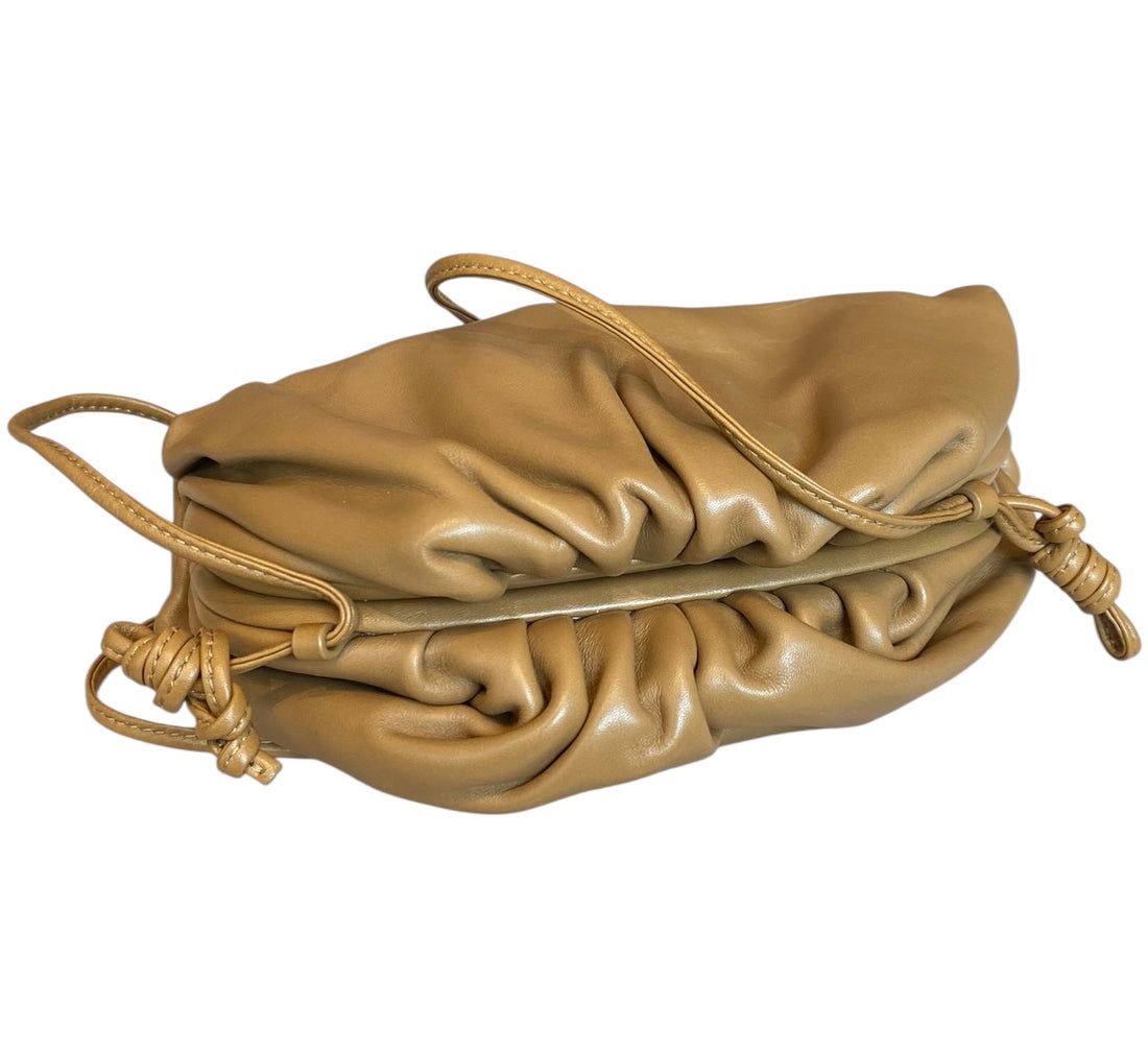 Bottega Gold Leather The Mini Pouch Clutch Bag