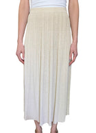 Zimmermann Beige Metallic Pleated Knit Maxi Skirt - 1 / US 4-6