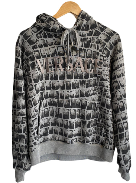 Versace Grey Print Logo Hoodie - S