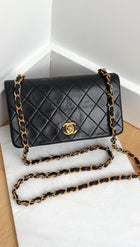 Chanel Vintage 1989 Mini Black Lambskin Quilted Full Flap Bag