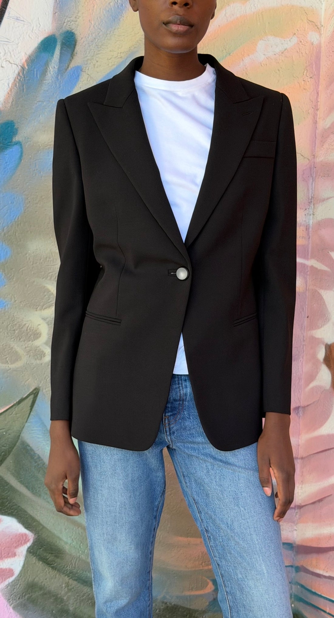 Giorgio Armani Wool Blend Resin Button Blazer - IT 44 / US 8